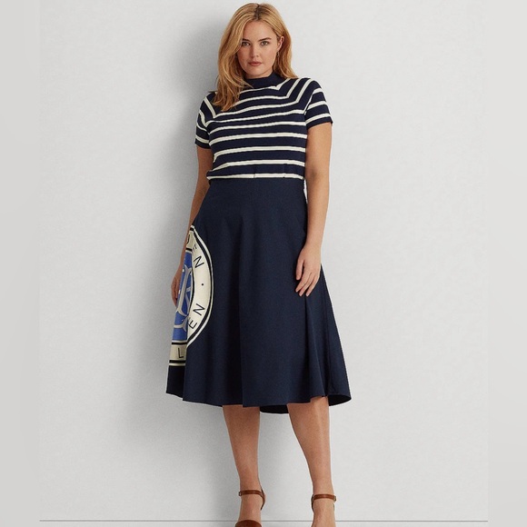 Ralph Lauren Dresses & Skirts - NWT Ralph Lauren Woman Logo Cotton Canvas A-Line Skirt In Navy